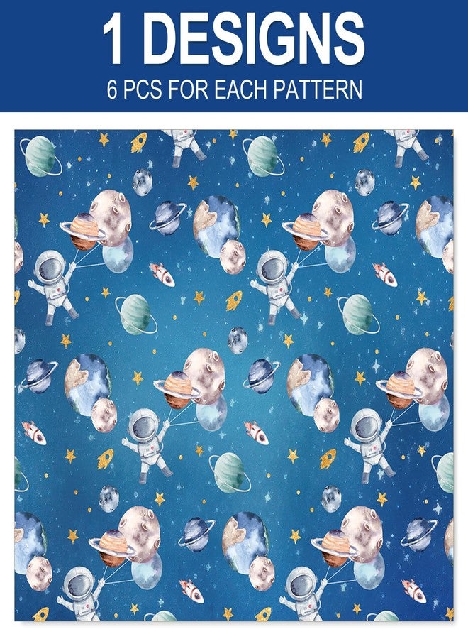 Whaline 6 Sheets Outer Space Wrapping Paper - Not Roll - Blue Astronaut Planet Gift Wrap Paper Folded Flat for Birthday Baby Shower DIY Crafts, 19.7 x 27.6 In - Image 3